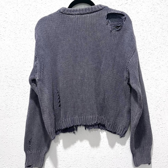 Zara Purple Distressed Knit Sweater L - Picture 5 of 10